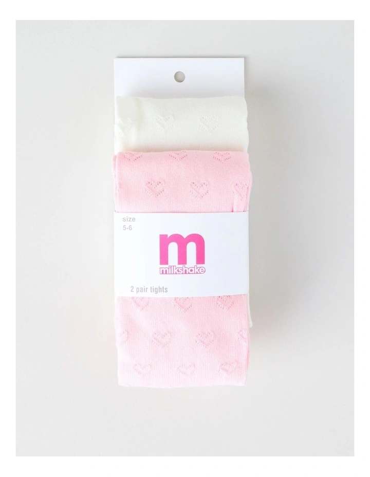 2 Pack Heart Tights in Pink image 1