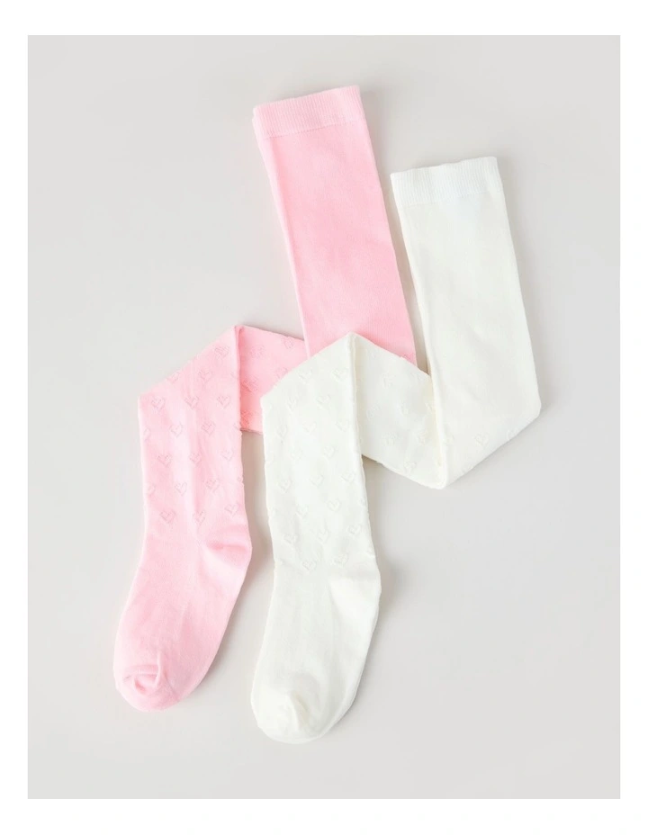 2 Pack Heart Tights in Pink image 2