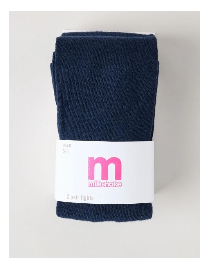 2 Pack School Tights in Navy image 1