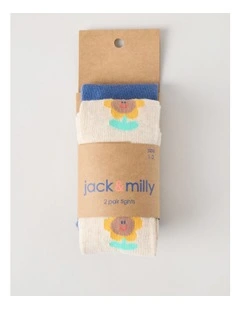 2 Pack Sunflower Tights in Oat Marle