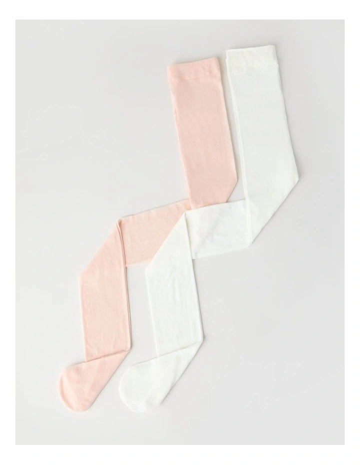 2 Pack Opaque Tights in White image 2