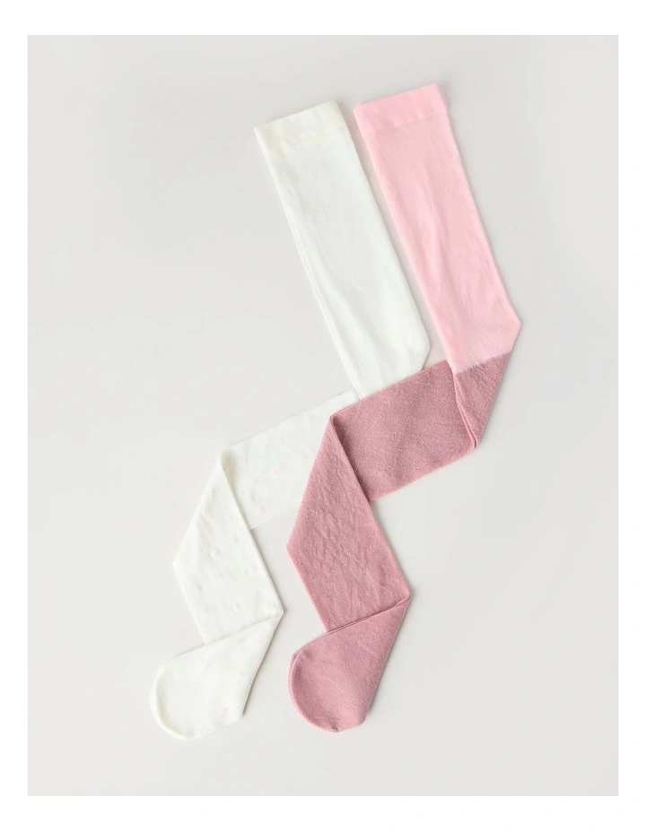 2 Pack Glitter Tights in Silver image 2