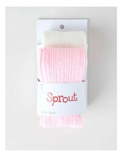 2 Pack Cable Knit Tights in Pink