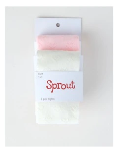 2 Pack Heart Tights in Pink