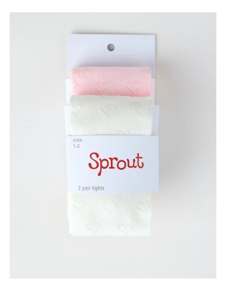 2 Pack Heart Tights in Pink image 1