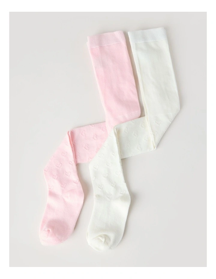 2 Pack Heart Tights in Pink image 2