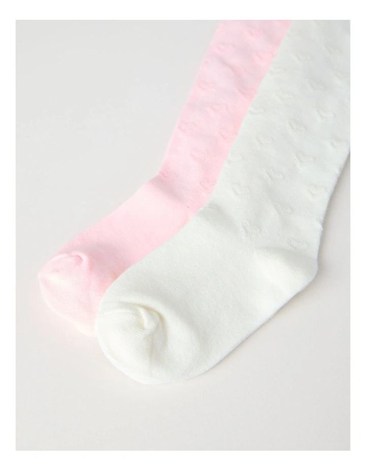 2 Pack Heart Tights in Pink image 3