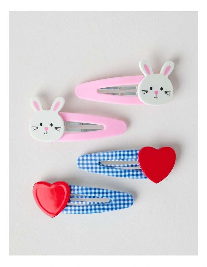 4 Pack Bunny Clips in Assorted image 1