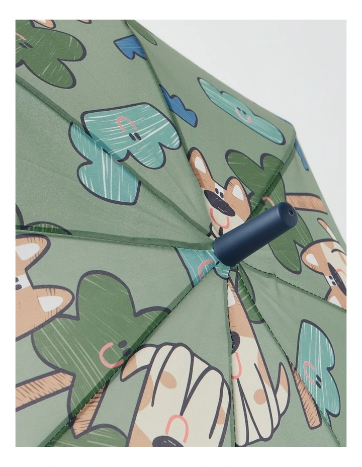 Doggo Printed Umbrella in Green image 2