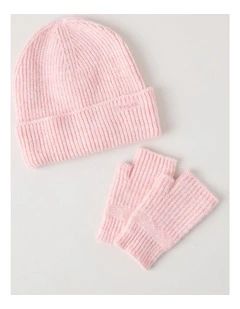 Beanie and Glove Set in Pink