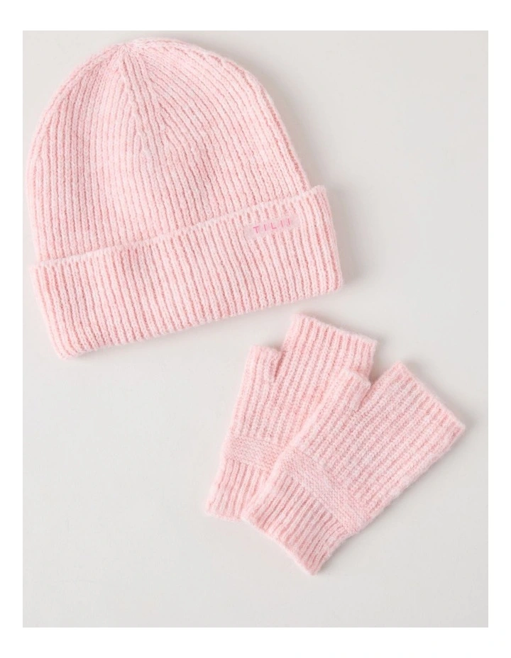 Beanie and Glove Set in Pink image 1