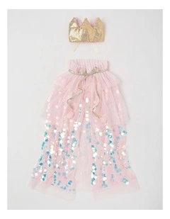Sequin Crown and Cape Costume Set in Pink