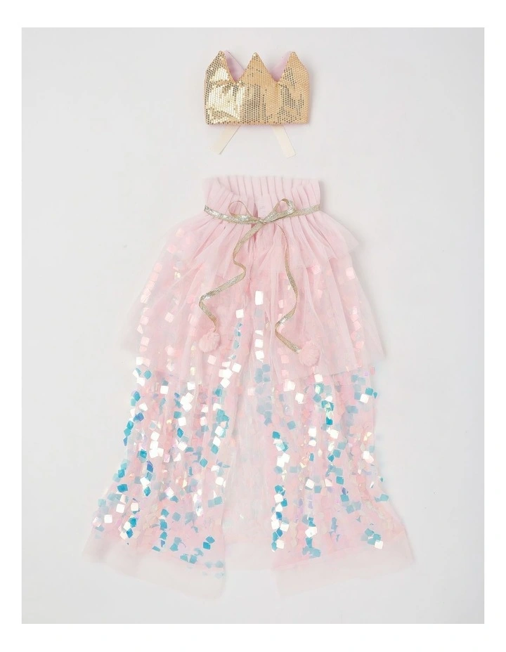 Sequin Crown and Cape Costume Set in Pink image 1