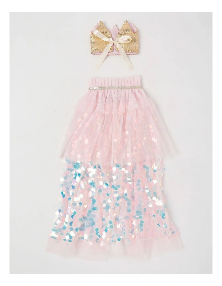 Sequin Crown and Cape Costume Set in Pink image 3