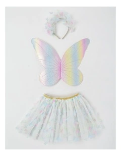 Butterfly Wings, Headband & Tutu Costume Set in Multi