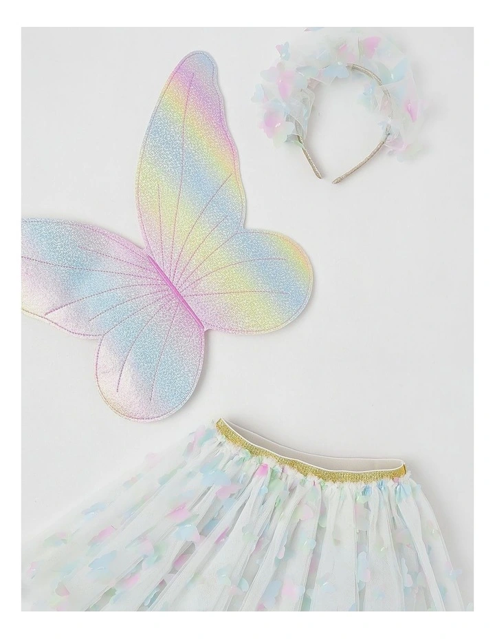 Butterfly Wings, Headband & Tutu Costume Set in Multi image 2