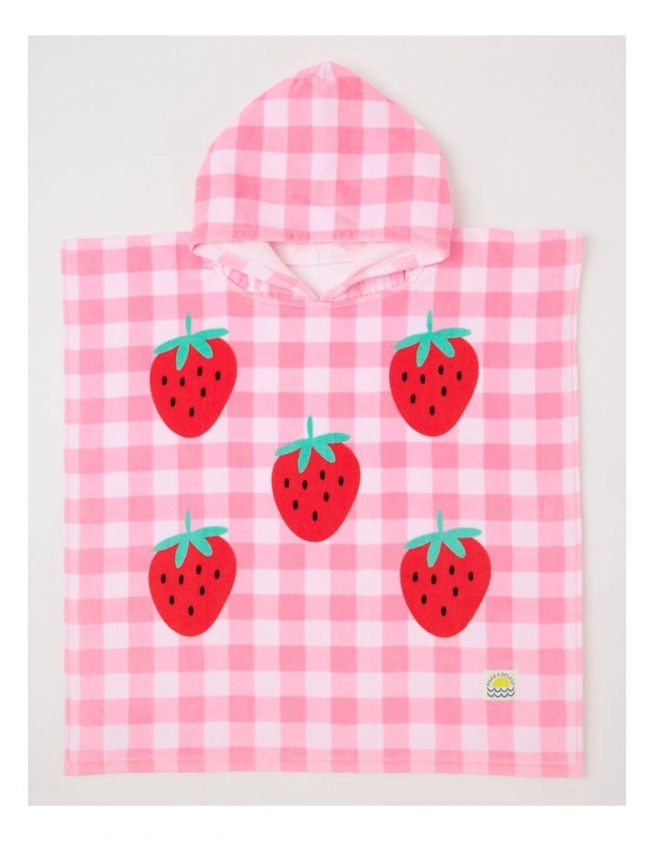 Gingham Hooded Towel in Pink image 1