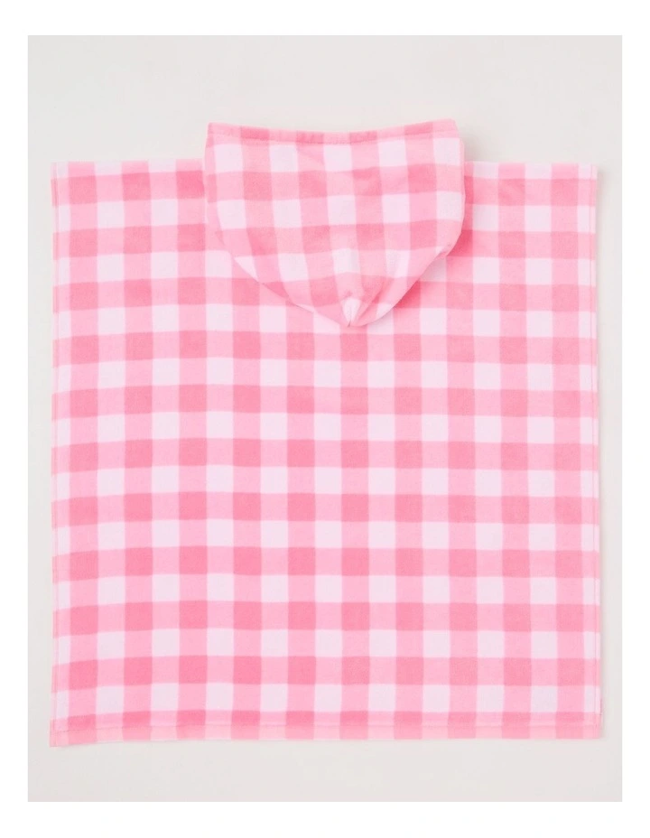 Gingham Hooded Towel in Pink image 3