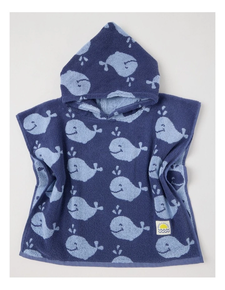 Whale Hooded Towel in Navy image 2