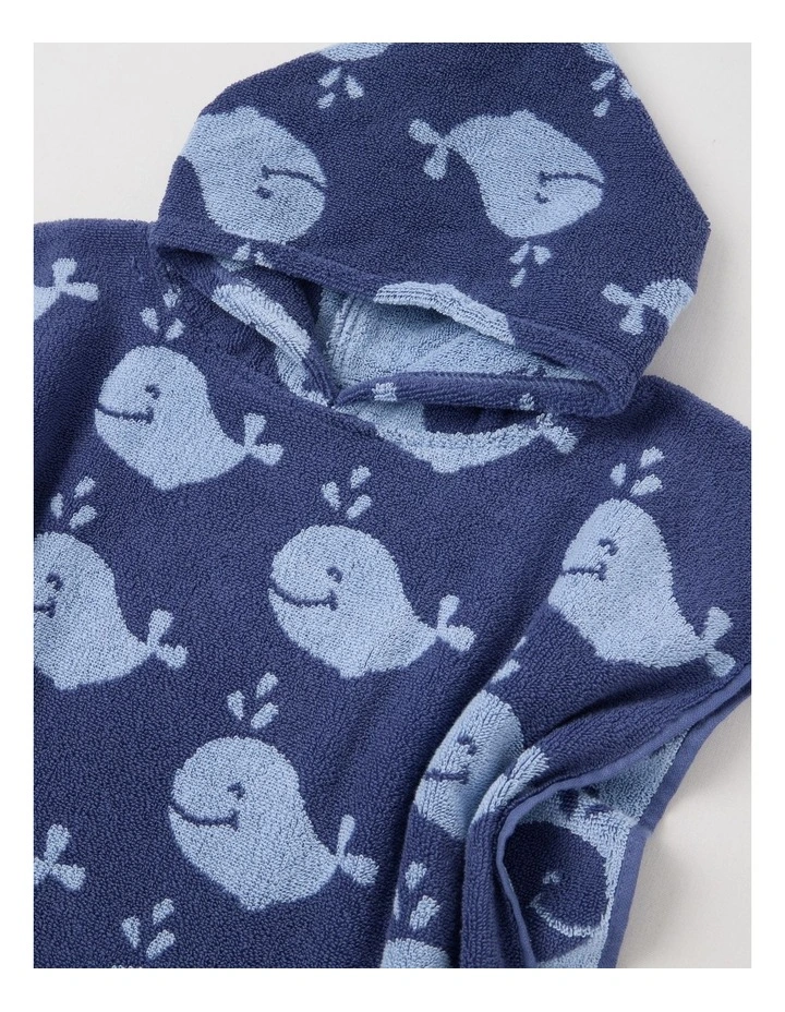 Whale Hooded Towel in Navy image 3