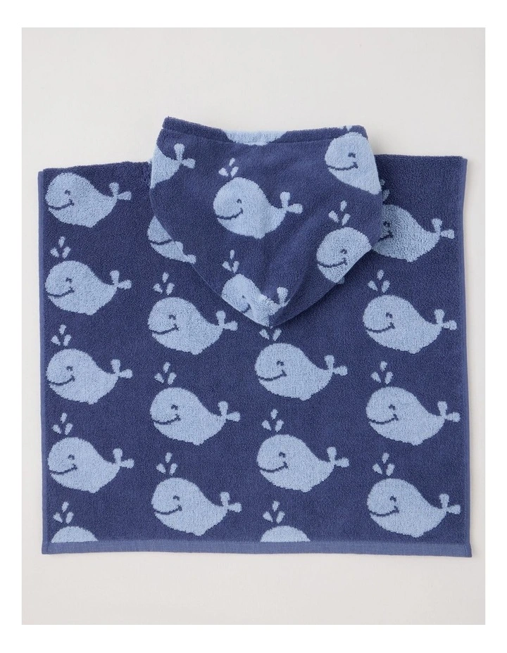 Whale Hooded Towel in Navy image 4