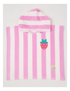 Strawberry Hooded Towel in Pink