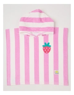 Strawberry Hooded Towel in Pink