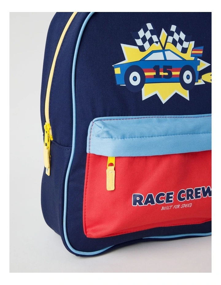 Colour Blocked Race Crew Backpack in Navy image 2