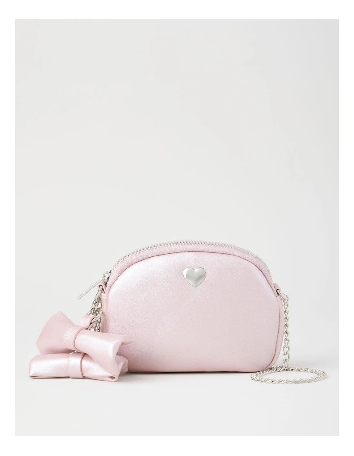 Origami Satin Bow Cross Body Bag in Pink image 1