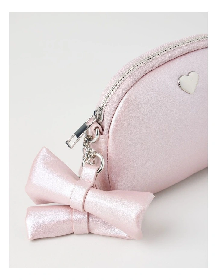 Origami Satin Bow Cross Body Bag in Pink image 2