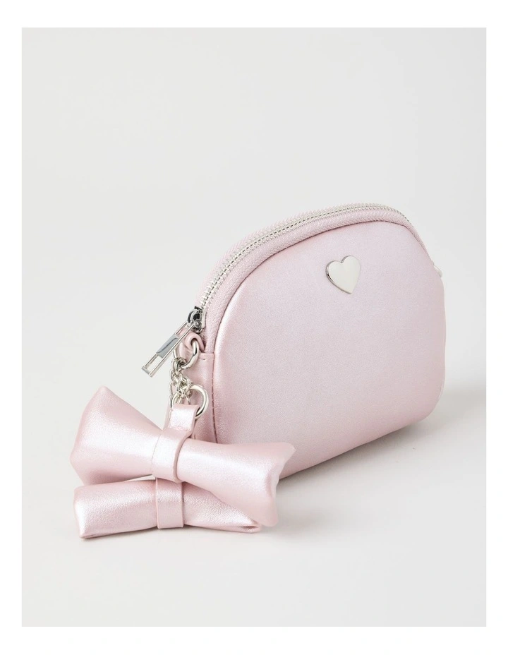Origami Satin Bow Cross Body Bag in Pink image 3