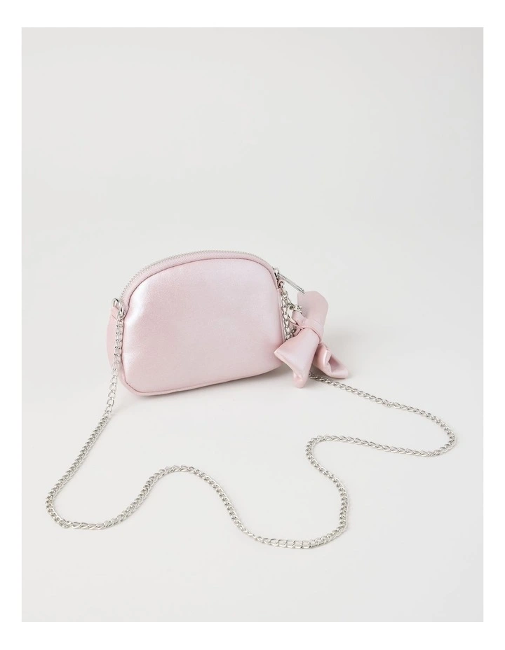 Origami Satin Bow Cross Body Bag in Pink image 4