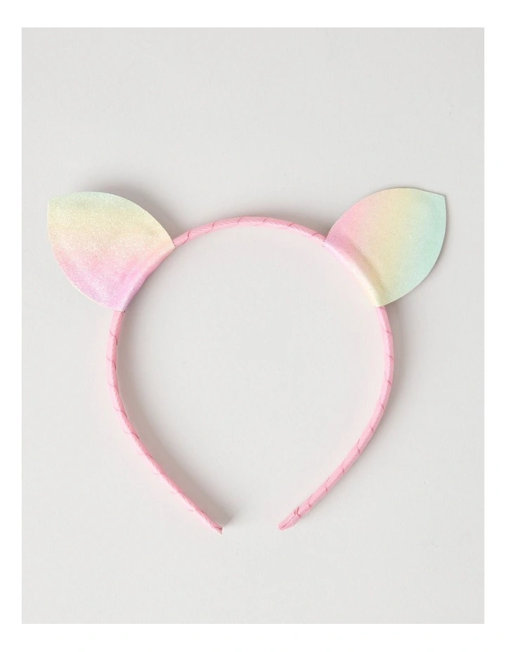 Cat Ear Headband in Glitter Rainbow image 1