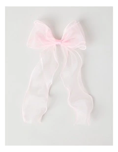 Oversized Organza Bow Hair Clip in Pink