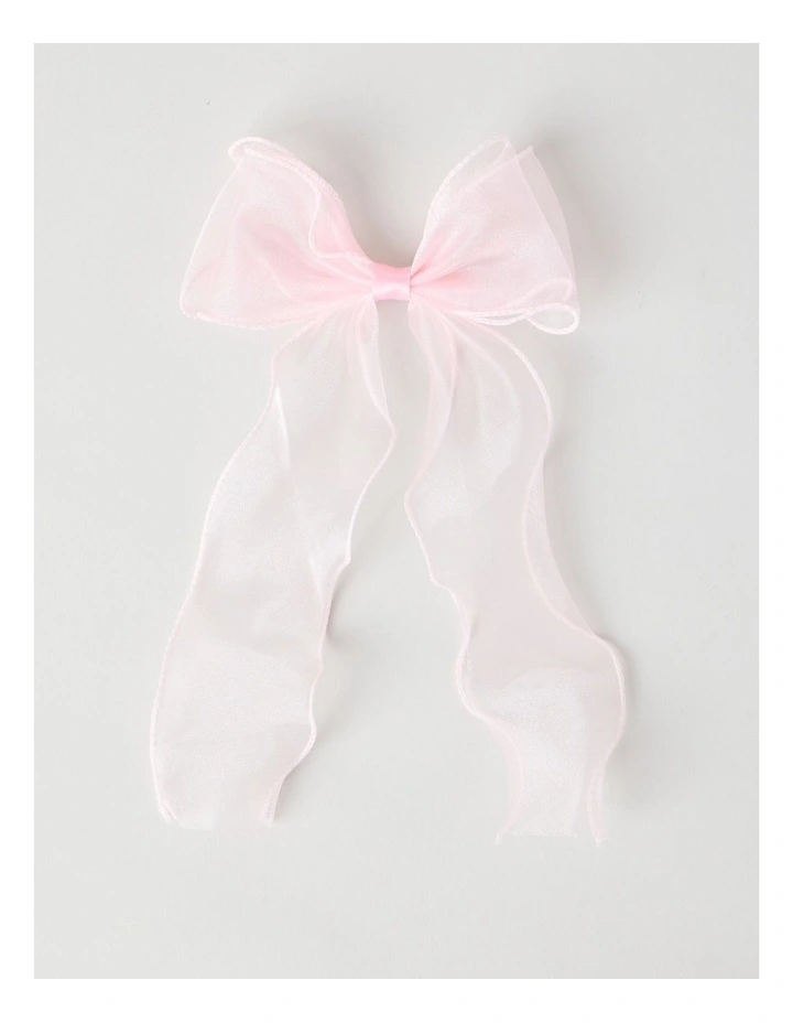 Oversized Organza Bow Hair Clip in Pink image 1