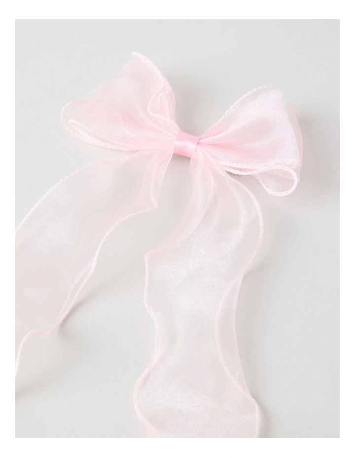Oversized Organza Bow Hair Clip in Pink image 2