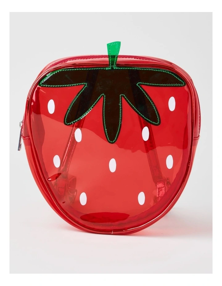 Mini Transparent Strawberry Backpack in Red image 1