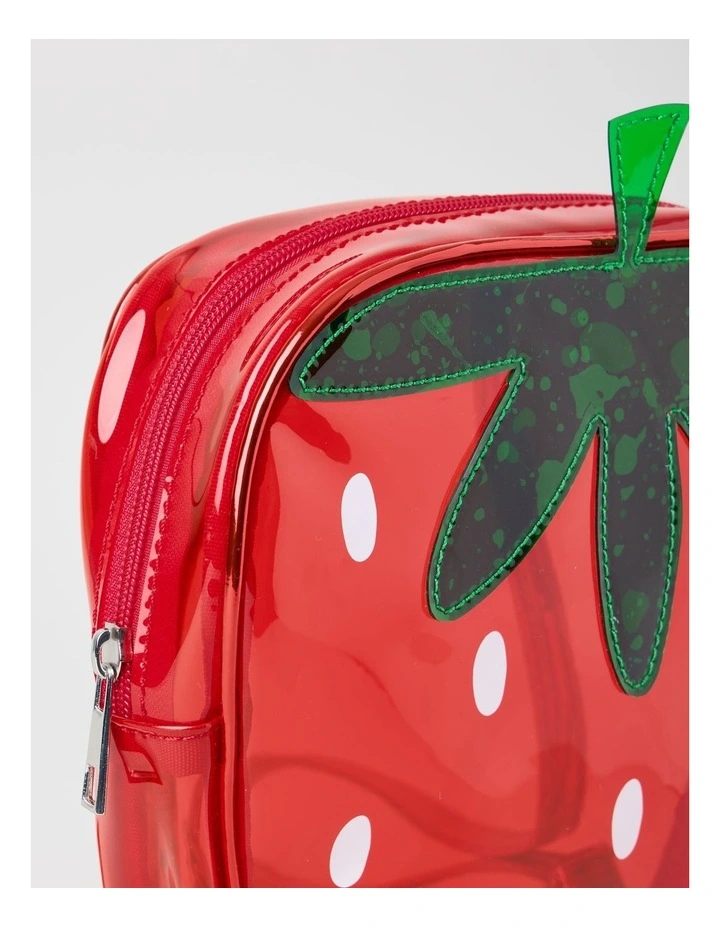 Mini Transparent Strawberry Backpack in Red image 2