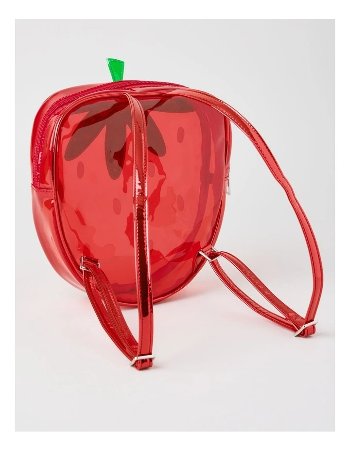 Mini Transparent Strawberry Backpack in Red image 3
