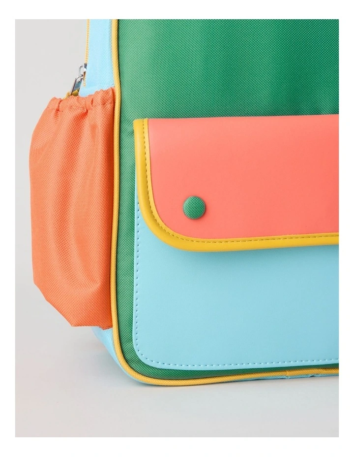 Colour Blocked Backpack in Green image 3