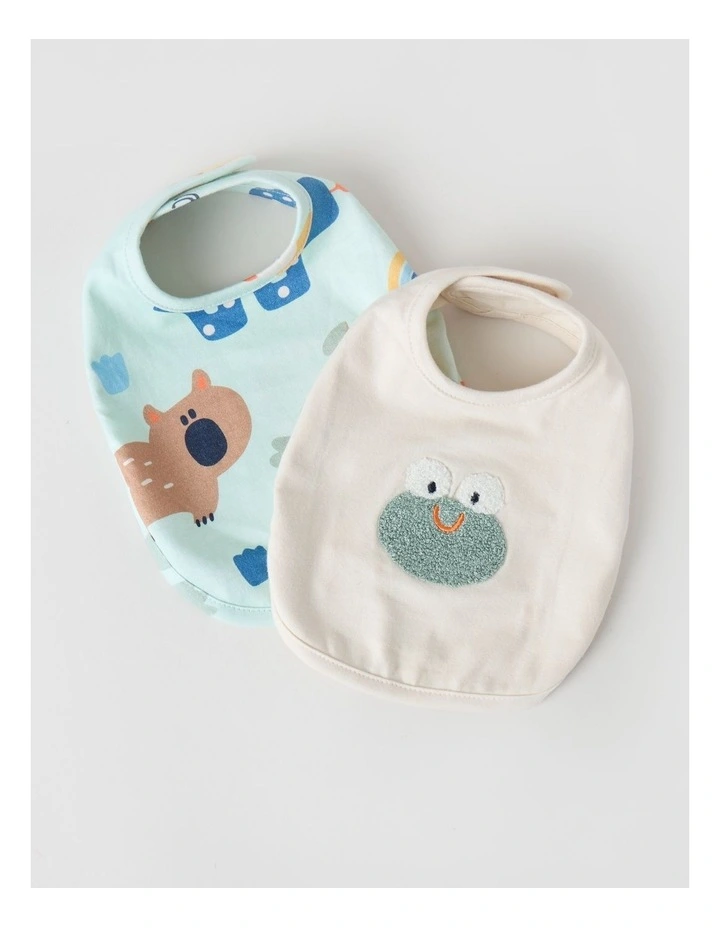 Naturals Newborn 2 Pack Bibs in Oat Marle image 1