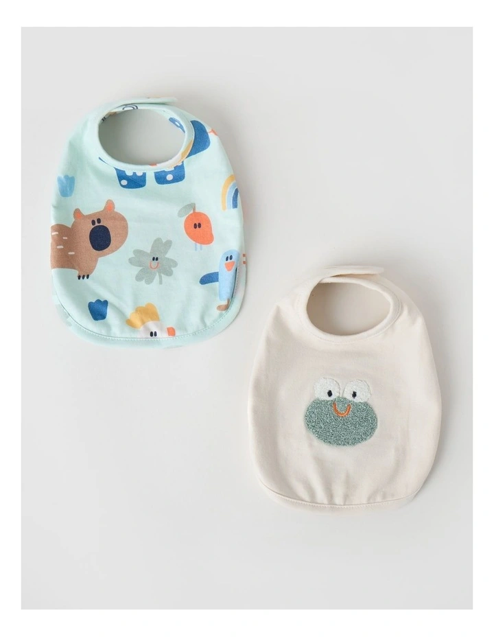 Naturals Newborn 2 Pack Bibs in Oat Marle image 2