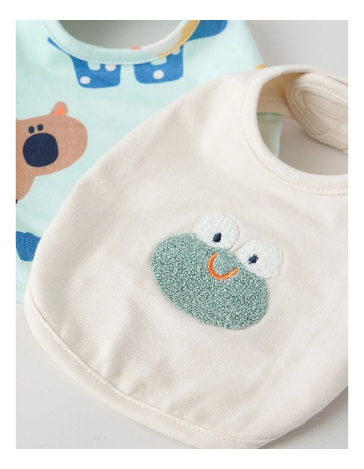 Naturals Newborn 2 Pack Bibs in Oat Marle image 3