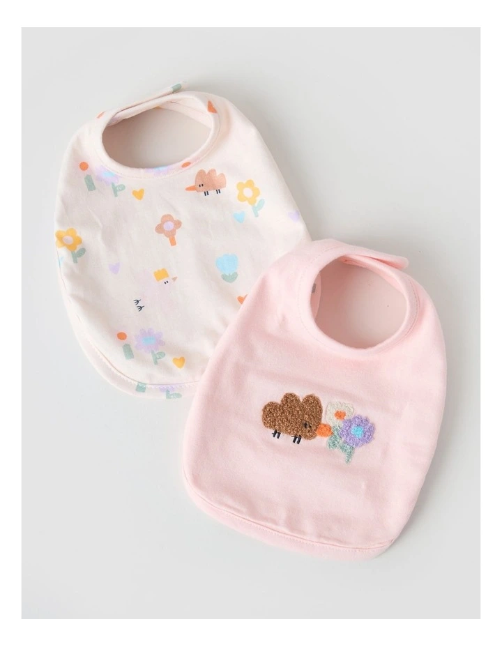 Naturals Newborn 2 Pack Bibs in Pink image 1