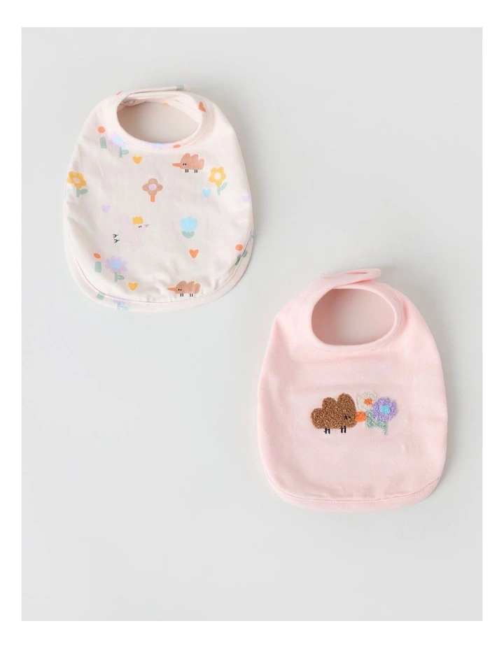 Naturals Newborn 2 Pack Bibs in Pink image 2