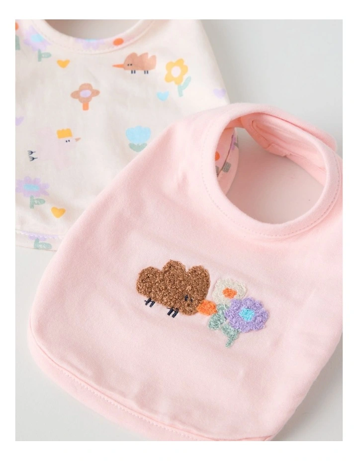 Naturals Newborn 2 Pack Bibs in Pink image 3