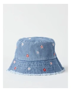 Floral Bucket Hat in Denim