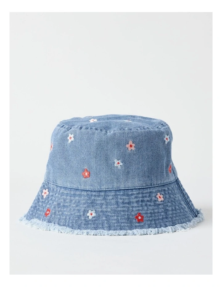 Floral Bucket Hat in Denim image 1