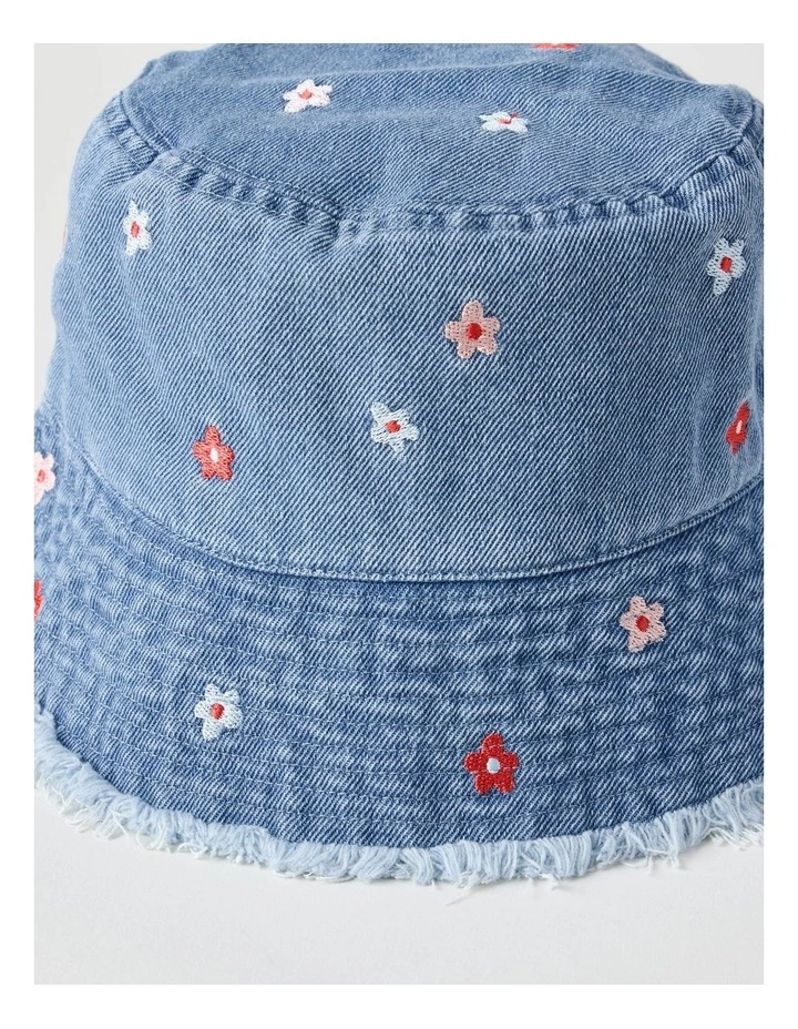 Floral Bucket Hat in Denim image 2