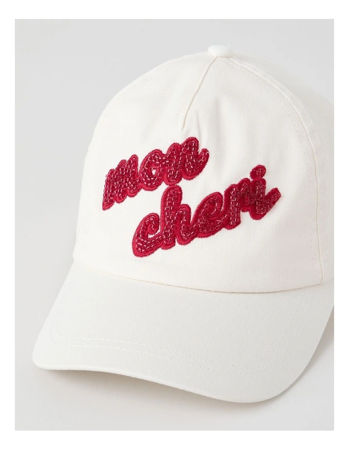 'Mon Cheri' Beaded Cap in Cream image 2
